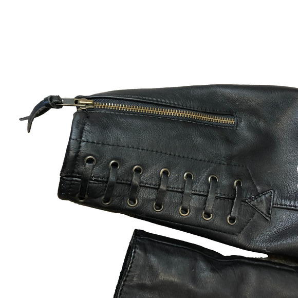 Vintage Women’s Fitted Harley Davidson Black Leather Biker Jacket Size 40/12 W - Picture 7 of 16